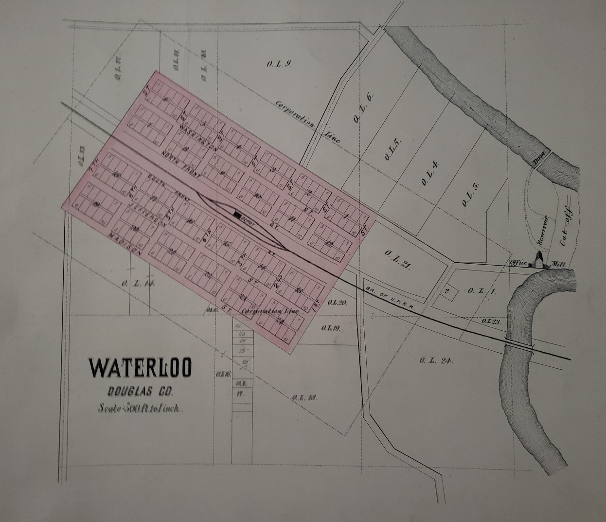 Map waterloo nebraska street detail ne road center